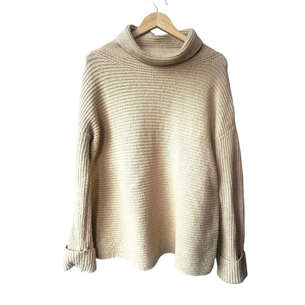 Pilcro Oversized Ribbed Knit Roll‎ Neck Sweater Size S Granola Earthy Neutral